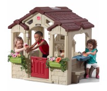 Vaikiškas žaidimų sodo namelis su virtuve ir suoliukais bei durų skambučiu | Charming Cottage | Step2 8674