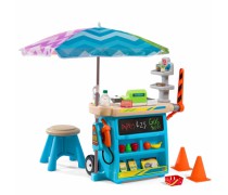 Žaislinė parduotuvė ant ratų su kėdute, skėčiu ir priedais | Stop & Go Market | Step2 413599