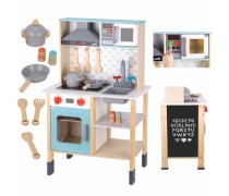Didelė žaislinė medinė virtuvėlė vaikams | Su priedais 10 vnt. | Tooky TH870
