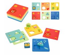 Lavinamoji medinė Montessori galvosūkių dėlionė vaikams | Gyvūnų formos ir spalvos | Tooky TH958