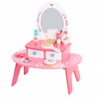 Žaislinis medinis kosmetikos staliukas su veidrodžiu ir priedais | Tooky TL098A