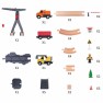 Žaislinė medinė statybinių mašinų trasa su 2 mašinėlėmis, kranu ir žmogaus figūrėle | 35 detalės| Tooky TH682