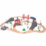 Žaislinė medinė ugniagesių mašinų ir traukinių trasa su priedais | 70 detalių | Tooky TH683