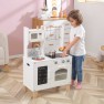 Medinė žaislinė balta virtuvėlė vaikams | Su priedais, šviesos ir garso efektais | PolarB | Viga 44081