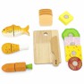 Žaislinis medinis pjaustomas maisto rinkinys dėžutėje | Viga 44542
