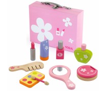 Žaislinis medinis kosmetikos lagaminas su priedais | Viga 50531