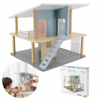 Žaislinis medinis 2-jų aukštų lėlių namas | PolarB | Viga 44062
