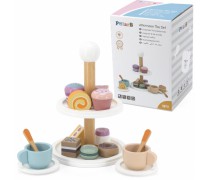 Žaislinis medinis serviravimo indas su puodeliais ir pyragėliais | PolarB | Viga 44094