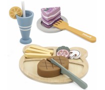 Žaislinis medinių stalo įrankių rinkinys su maistu | PolarB | Viga 44058