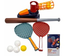 Beisbolo ir badmintono sporto rinkinys vaikams + 4 kamuoliukai | Woopie 40321