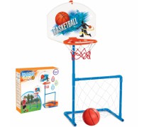 Vaikiškas krepšinio stovas 121 cm su futbolo vartais ir kamuoliu | Woopie 30715