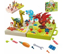 Vaikiškas konstruktorius dėžutėje | 2 surenkami dinozaurai su priedais | Woopie 45395