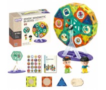 Vaikiškas magnetinis konstruktorius | Karuselė su 2 figūrėlėmis | 71 detalė | Woopie 43049