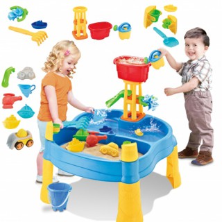 Žaislinis smėlio ir vandens stalas vaikams | Su malūnu ir priedais 14 vnt. | Woopie 40246