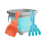 Žaislinis sulankstomas silikonis kibirėlis su kastuvėliu ir grėbliuku | Smėlio žaislai vaikams | Woopie 43759