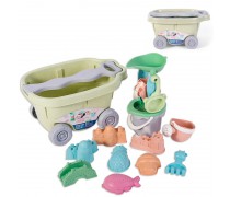 Žaislinis karutis vežimėlis su smėlio kibirėliu ir priedais | Smėlio žaislai vaikams | Woopie 43421
