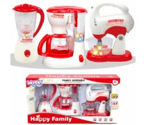 Žaislinė buitinė technika vaikams 3in1 | Maišytuvas, virtuvės kombainas, kavos aparatas | Happy Family | Woopie 42936