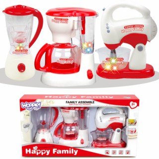 Žaislinė buitinė technika vaikams 3in1 | Maišytuvas, virtuvės kombainas, kavos aparatas | Happy Family | Woopie 42936