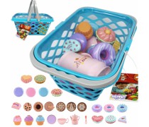 Žaislinis pirkinių krepšelis su arbatos rinkiniu ir saldainiais 26 vnt. | Woopie 44411