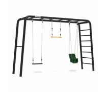 Žaidimų aikštelė vaikams | Rėmas su laipiojimo kopėčiomis, medinė trapecija, medinė sūpynė ir kūdikio sūpynė su atlošu | Playbase | Berg 22.41.01.00