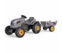 Minamas pilkas XXL traktorius su priekaba - vaikams nuo 3 iki 6 metų | Smoby