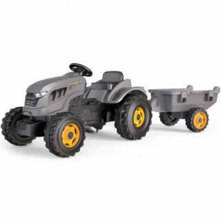 Minamas pilkas XXL traktorius su priekaba - vaikams nuo 3 iki 6 metų | Smoby