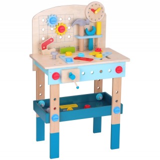 Žaislinis medinis darbastalis su įrankių rinkiniu | Pasidaryk pats | Tooky TK399