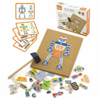 Medinis kalimo žaidimas vaikams | Robotai | 45 detalės | Viga 50335