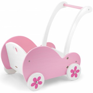 Žaislinis rožinis medinis vežimėlis lėlei | Viga 50176