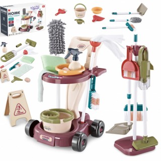 Žaislinis namų valymo rinkinys su vežimėliu ir priedais 26 vnt. | XXL | Woopie 45333