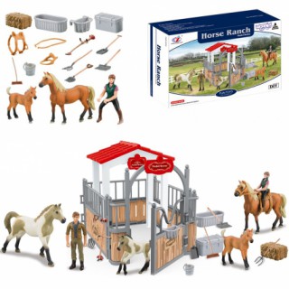 Žaislinis rinkinys su figūrėlėmis | Žirgynas su figūrėlėmis ir priedais 18 vnt. | Woopie 45494