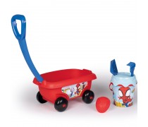 Žaislinis vežimėlis karutis su smėlio kibirėliu ir priedais vaikams | Žmogus voras | Smėlio žaislai | Smoby