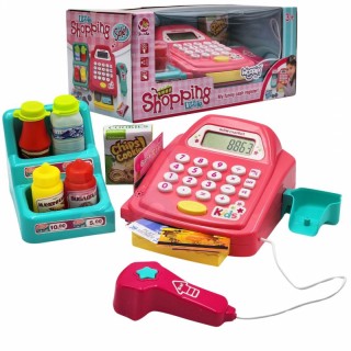 Žaislinis kasos aparatas su skaitytuvu, skaičiuotuvu ir priedais | Woopie 49072