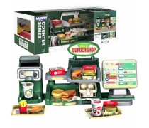 Žaislinis greito maisto mini restoranas | Mėsainiai su kasos aparatu ir priedais | Mini Burger Shop| Woopie 49034
